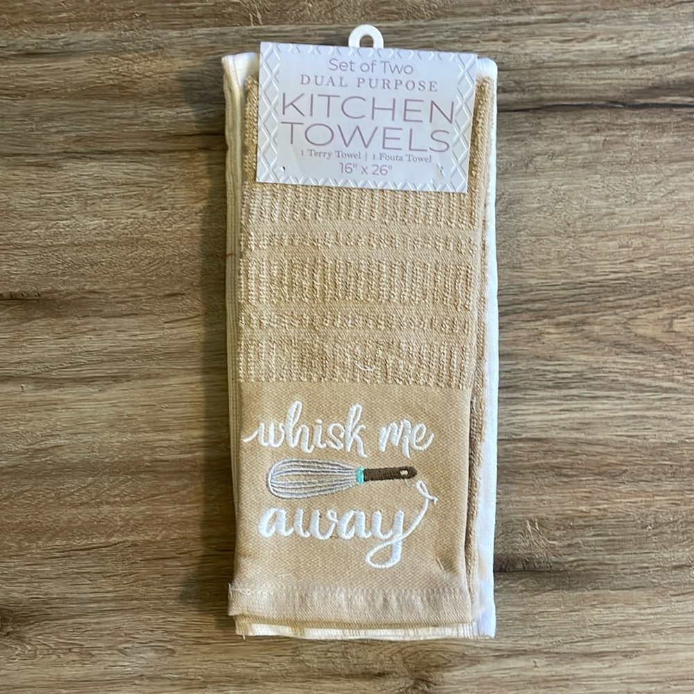 NWT Whisk Me Away Dual Purpose Kitchen Hand Towels - Set of 2